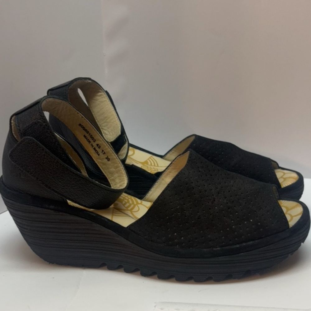 Black Wedge Sandals